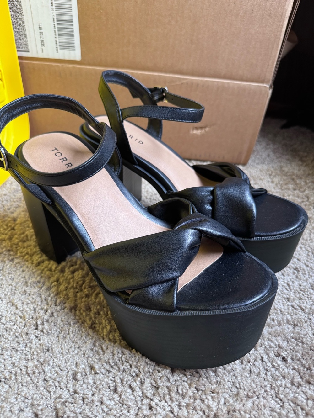 torrid Black Platform Knot Front Ankle-Strap Heels - 9.5ww
